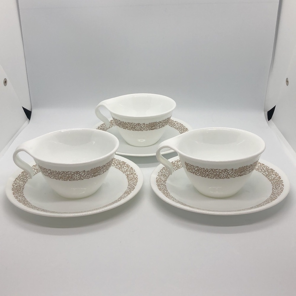 Corelle Woodland Tea Cups & Saucers